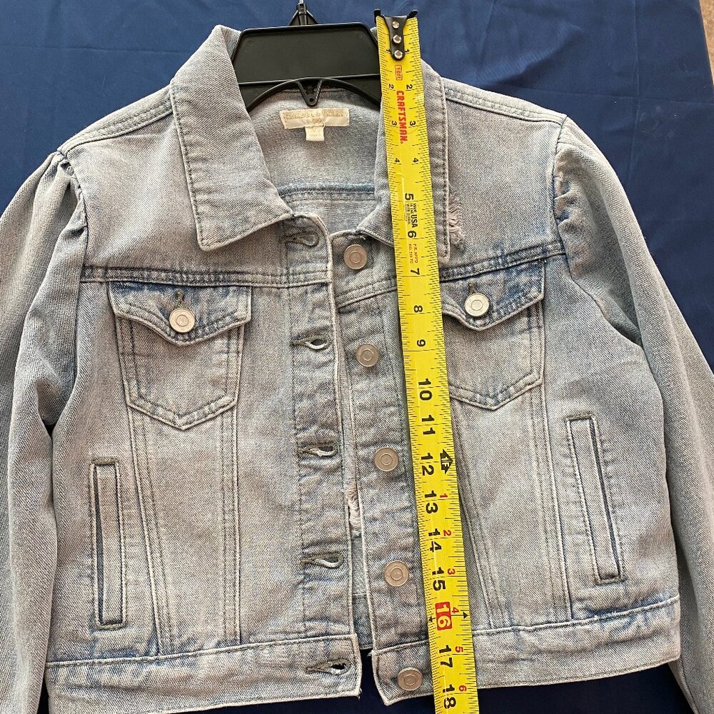 Chelsea & Violet point collar long sleeve denim short jacket LARGE girls - Picture 9 of 10